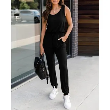 KIRUNDO Women's Summer Jumpsuit With Pockets and Drawstring
