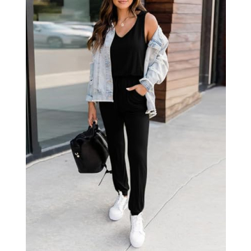 KIRUNDO Women's Summer Jumpsuit With Pockets and Drawstring