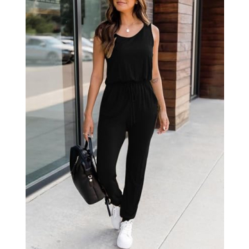 KIRUNDO Women's Summer Jumpsuit With Pockets and Drawstring