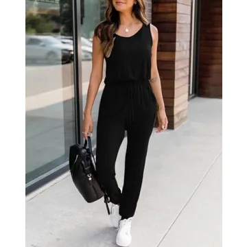 KIRUNDO Women's Summer Jumpsuit With Pockets and Drawstring
