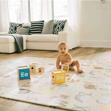 Toddleroo by North States 71" x 71" Foldable ABC Padded Play Mat. Extra Large Foam Baby Play Mats fo...