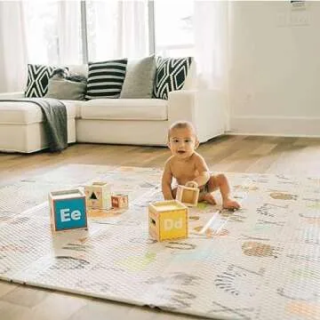 Toddleroo by North States 71" x 71" Foldable ABC Padded Play Mat. Extra Large Foam Baby Play Mats fo...