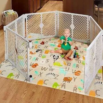 Toddleroo by North States 71" x 71" Foldable ABC Padded Play Mat. Extra Large Foam Baby Play Mats for Floor, Waterproof Tummy Time Mat for Indoor & Outdoor Use