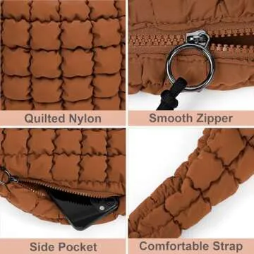 Juoxeepy Quilted Tote Bag Large Quilted Carryall Puffer Shoulder Bag Lightweight Quilted Padding Hobo Bag Quilted Bag