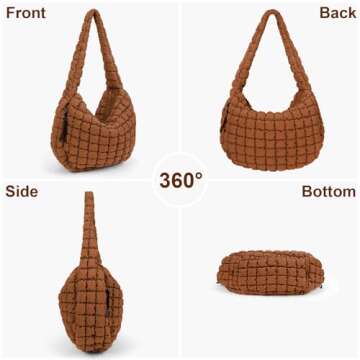 Juoxeepy Quilted Tote Bag Large Quilted Carryall Puffer Shoulder Bag Lightweight Quilted Padding Hobo Bag Quilted Bag