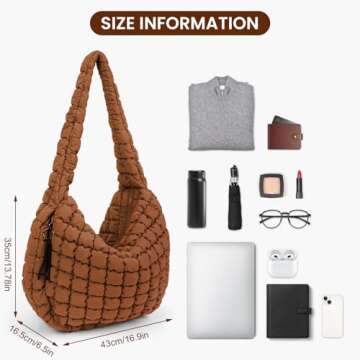 Juoxeepy Quilted Tote Bag Large Quilted Carryall Puffer Shoulder Bag Lightweight Quilted Padding Hobo Bag Quilted Bag