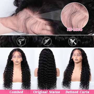 Newshion 13x6 Water Wave Lace Front Wigs Human Hair Pre Plucked Bleached Knots 180 Density Wet And Wavy Glueless Wigs Human Hair 28 Inch Hd Lace Frontal Wig With Baby Hair