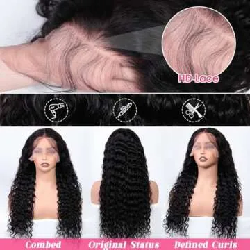 Newshion 13x6 Water Wave Lace Front Wigs Human Hair Pre Plucked Bleached Knots 180 Density Wet And Wavy Glueless Wigs Human Hair 28 Inch Hd Lace Frontal Wig With Baby Hair
