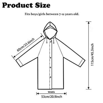 AIDEGER EVA Rain Ponchos for Kids, 2 Pack Reusable Raincoats with Hoods and Sleeves Lightweight Rain Jacket