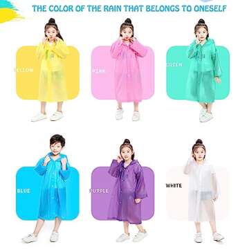AIDEGER EVA Rain Ponchos for Kids, 2 Pack Reusable Raincoats with Hoods and Sleeves Lightweight Rain Jacket
