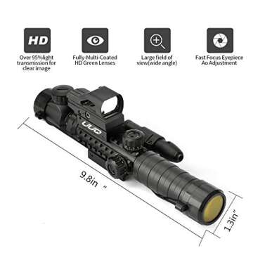 UUQ 3-9X32EG Tactical Rifle Scope Illuminated Red & Green Range Finder Reticle W/Reflex Sight & Gree...