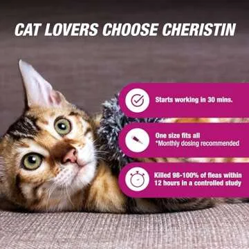 Cheristin Flea Treatment & Prevention for Cats | Fast acting topical flea treatment for cats over 1.8 lbs | 3 Count
