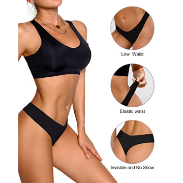 DEANGELMON Seamless Thongs for Women No Show Thong Underwear