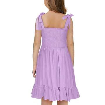 DOKOTOO KIDS Kids Tween Girls Dresses Summer Sleeveless Strap Ruffle Dress Purple Size 6-7 Years Old