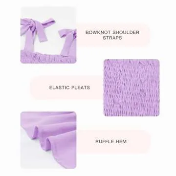 DOKOTOO KIDS Kids Tween Girls Dresses Summer Sleeveless Strap Ruffle Dress Purple Size 6-7 Years Old