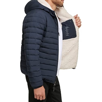 Stylish Calvin Klein Men's Hooded Down Jacket - True Navy