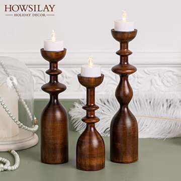 Elegant HOWSILAY Wood Candle Holders for Any Home Decor