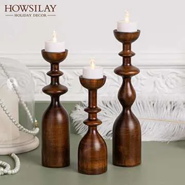 Elegant HOWSILAY Wood Candle Holders for Any Home Decor