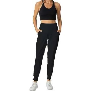 Rrosseyz Joggers Pants for Women-Quick Dry Sweatpants with Pockets for Athletics Casual Outdoor (Black, Large)