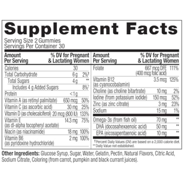 OLLY Prenatal Gummy Multivitamin, Delicious Support for Moms