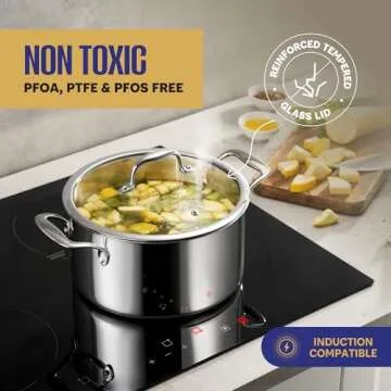 LEGEND COOKWARE 3 Ply Stainless Steel Pots and Pans Set | 11-Piece w/Glass Lids, Non-Toxic, Inductio...