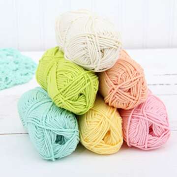 Threadart 100% Pure Cotton Crochet Yarn | 50 gram Skeins | Worsted Medium #4 Yarn | 85 yds per Skein | 30 Colors Available | Off White #3503