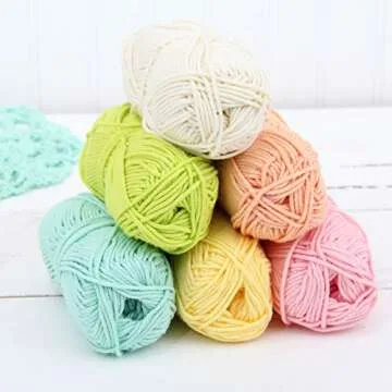 Threadart 100% Pure Cotton Crochet Yarn | 50 gram Skeins | Worsted Medium #4 Yarn | 85 yds per Skein | 30 Colors Available | Off White #3503