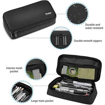 ProCase Pencil Bag Pen Case, Large Capacity Students Stationery Pouch Pencil Holder Desk Organizer w...