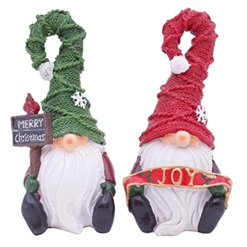 Etistta Christmas Garden Gnomes Set of 2 - 7" Decor for Home and Yard