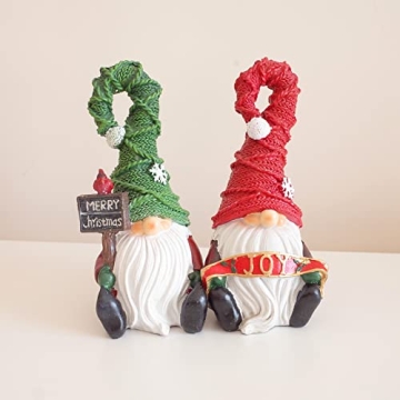 Adorable 7" Etistta Christmas Garden Gnomes Set of 2
