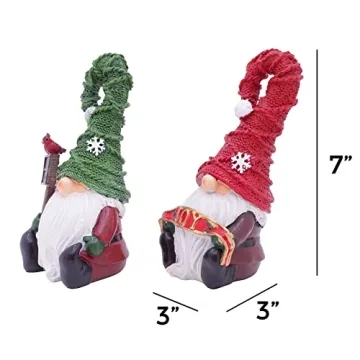 Adorable 7" Etistta Christmas Garden Gnomes Set of 2