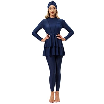 OBEEII Full Body Burkini Swimsuit for Women Blue