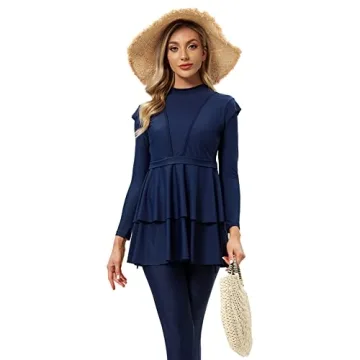 OBEEII Full Body Burkini Swimsuit for Women Blue