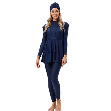 OBEEII Full Body Burkini Swimsuit for Women Blue