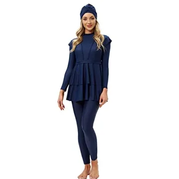 OBEEII Full Body Burkini Swimsuit for Women Blue