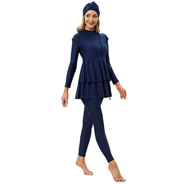 OBEEII Full Body Burkini Swimsuit for Women Blue