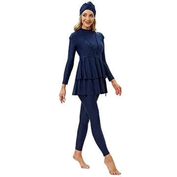 OBEEII Full Body Burkini Swimsuit for Women Blue