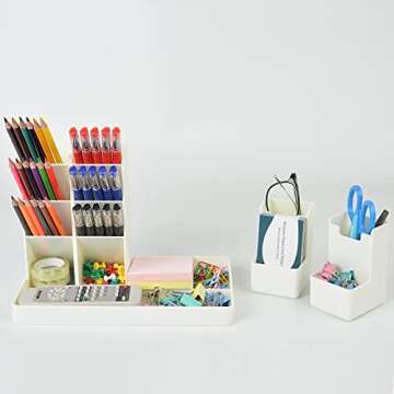 Office Pen Organizer for Desk, Small Desk Organizer for Stationery Supplies, Cute Pencil Holders & Pen Holders for Kids, Art Supplies & Marker Storage Organizer for Office, School, Home, Green