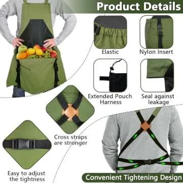 Gardening Apron, Harvest Apron Gardening Gifts for Men Gardening Apron with Pockets for Women, Green