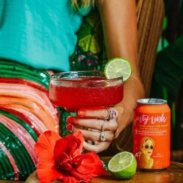 Busty Lush SHE'S MARVELOUS Non-Alcoholic Mezcalita, Craft Mocktails feat. Alcohol Free Smoky Mezcal, Hibiscus, Fresh Citrus, Spicy Chile and Agave, Infused with L-Theanine, 8 Pack
