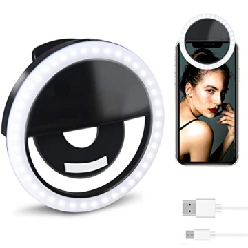 NAMTHEUN Selfie Ring Light for iPhone，Portable[Rechargeable] Selfie Ring Light Clip on Phone Used ...