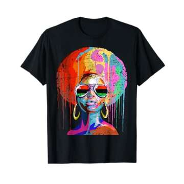 Womens Black Queen Afro Melanin Dripping Juneteenth T-Shirt