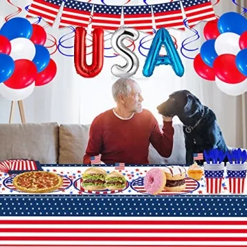 DawnHope 4th of July Party Supplies Set for 24 Guests