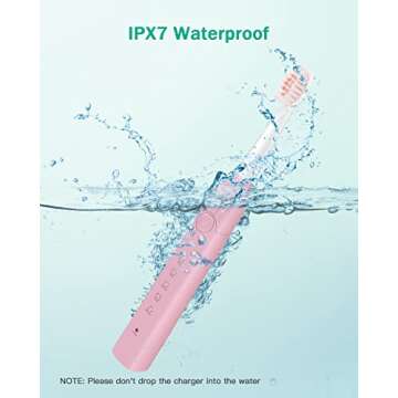 Initio Sonic Electric Toothbrush for Adults, 5 Modes with Smart Timer, 8 Brush Heads & Travel Case Included, Rechargeable Toothbrush, Oral Care Whitening Toothbrush, IT959 (Pink)