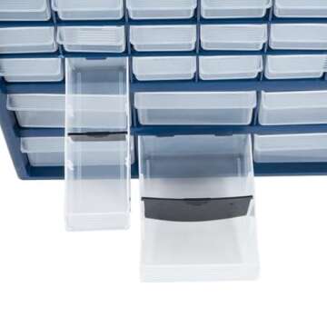 Plastic Storage Drawers – 42 Compartment Organizer – Desktop or Wall Mount Container for Hardware, Parts, Crafts, Beads, or Tools by Stalwart, 10 Targets