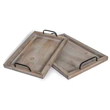 Besti Rustic Food Serving Trays - Set of 2 Stylish Decor