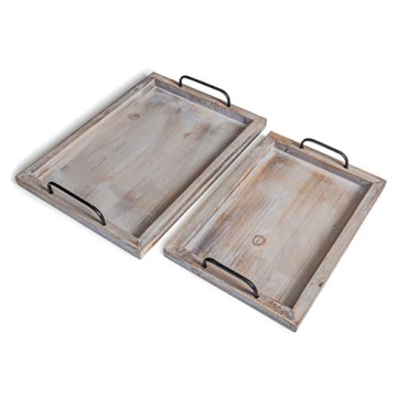 Besti Rustic Food Serving Trays - Set of 2 Stylish Decor