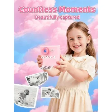 HODDRCCN Kids Camera Instant Print Pink - 1080P HD Instant Fun Toy for Everyone 3-12
