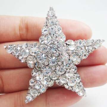 Elegant TTjewelry Wedding Bride Austria Crystal Starfish Brooch Pin - Ideal Bridal Accessory