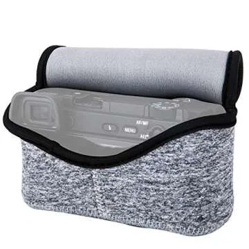 JJC Grey Water Resistant Ultra Light Neoprene Camera Case, Pouch Bag, Compatible with Sony a6600 a6500 a6400 a6300 a6100 a6000 a5100 +16-50mm Lens Pancake Lense & Panasonic LX100 LX100 II Sigma FP